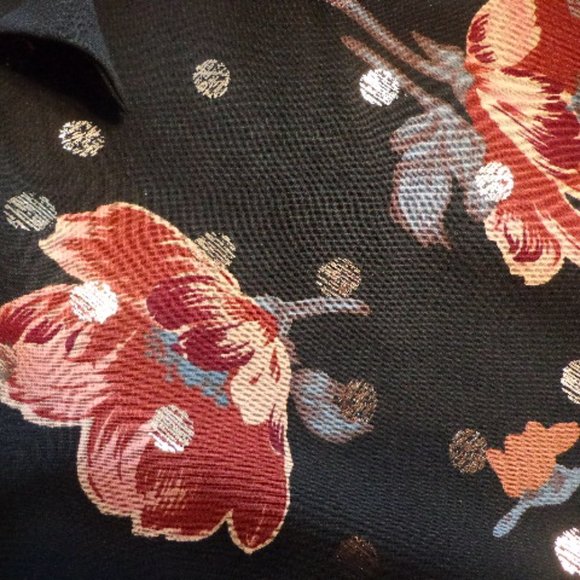 NWT Lush Black Floral Print Tie-Front Skater Dress M - Picture 7 of 11